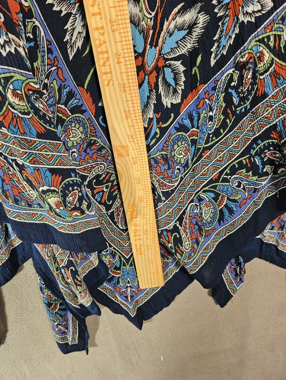 Earthbound Medium paisley handkerchief hem maxi skirt boho Lagenlook Ruched NWT - Picture 7 of 10